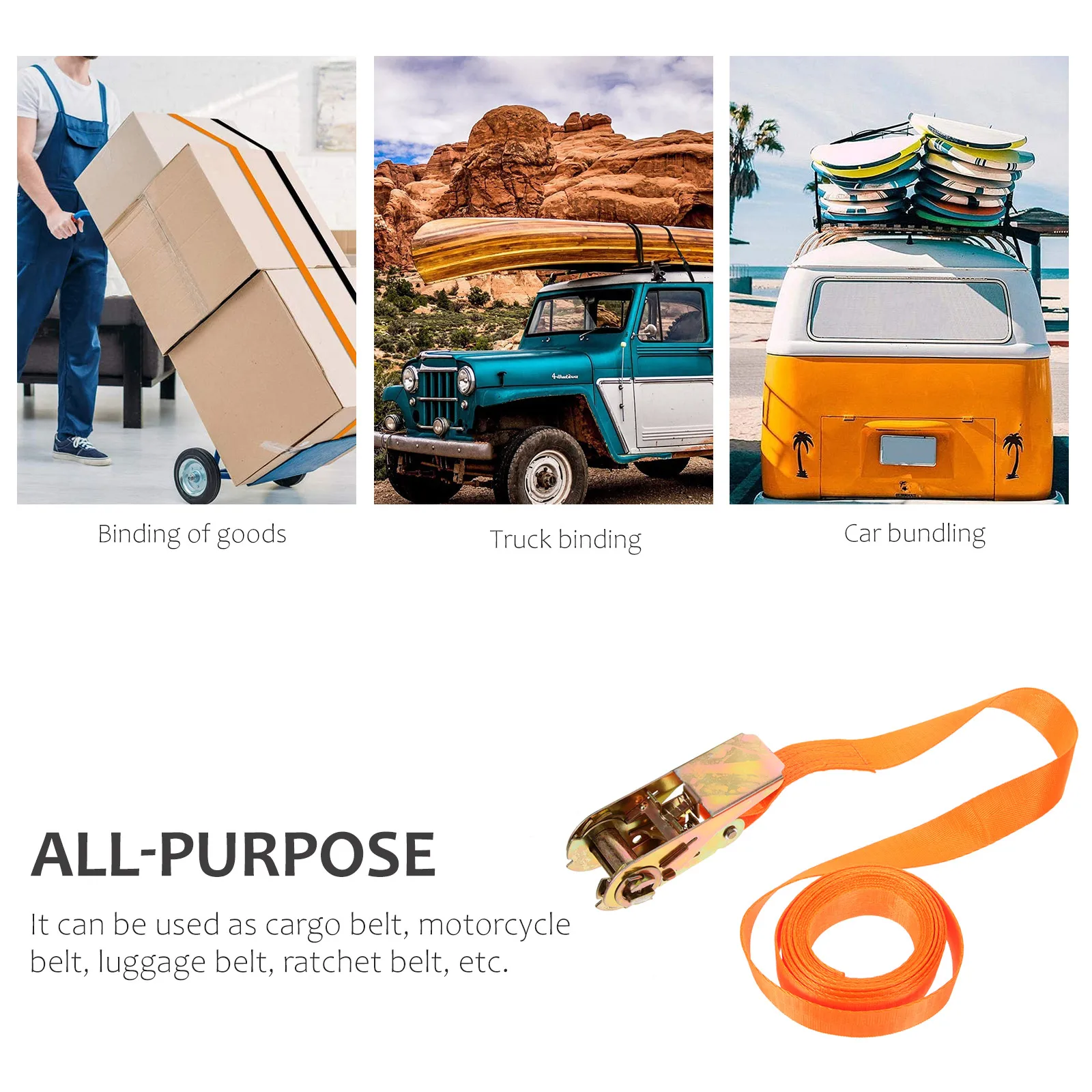 

25MM Orange Ratchet Straps Heavy Duty 2.5M Car Tie Down Packing Belt Straps for Trucks Luggage Storage