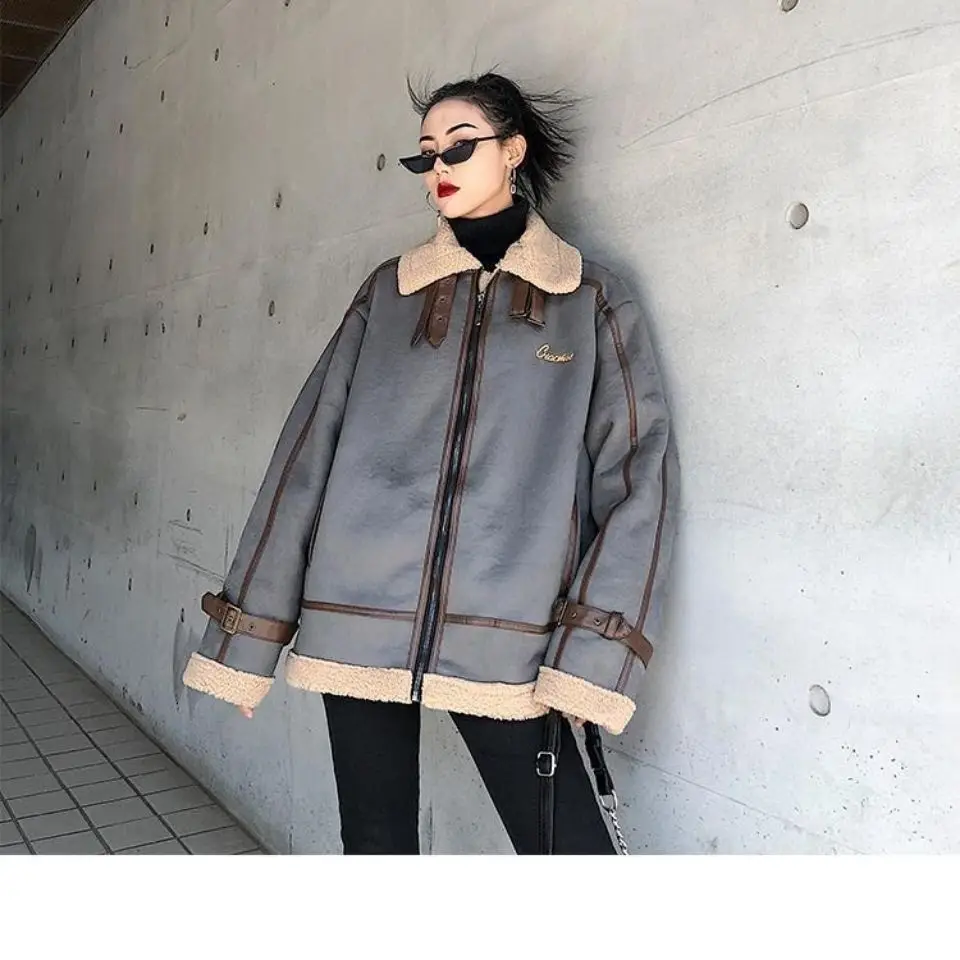 Suede Locomotive Clothing 2026 Autumn and Winter New Tooling Lamb Wool Short Jacket Women's Thickened Trendy Versatile Lamb Wool