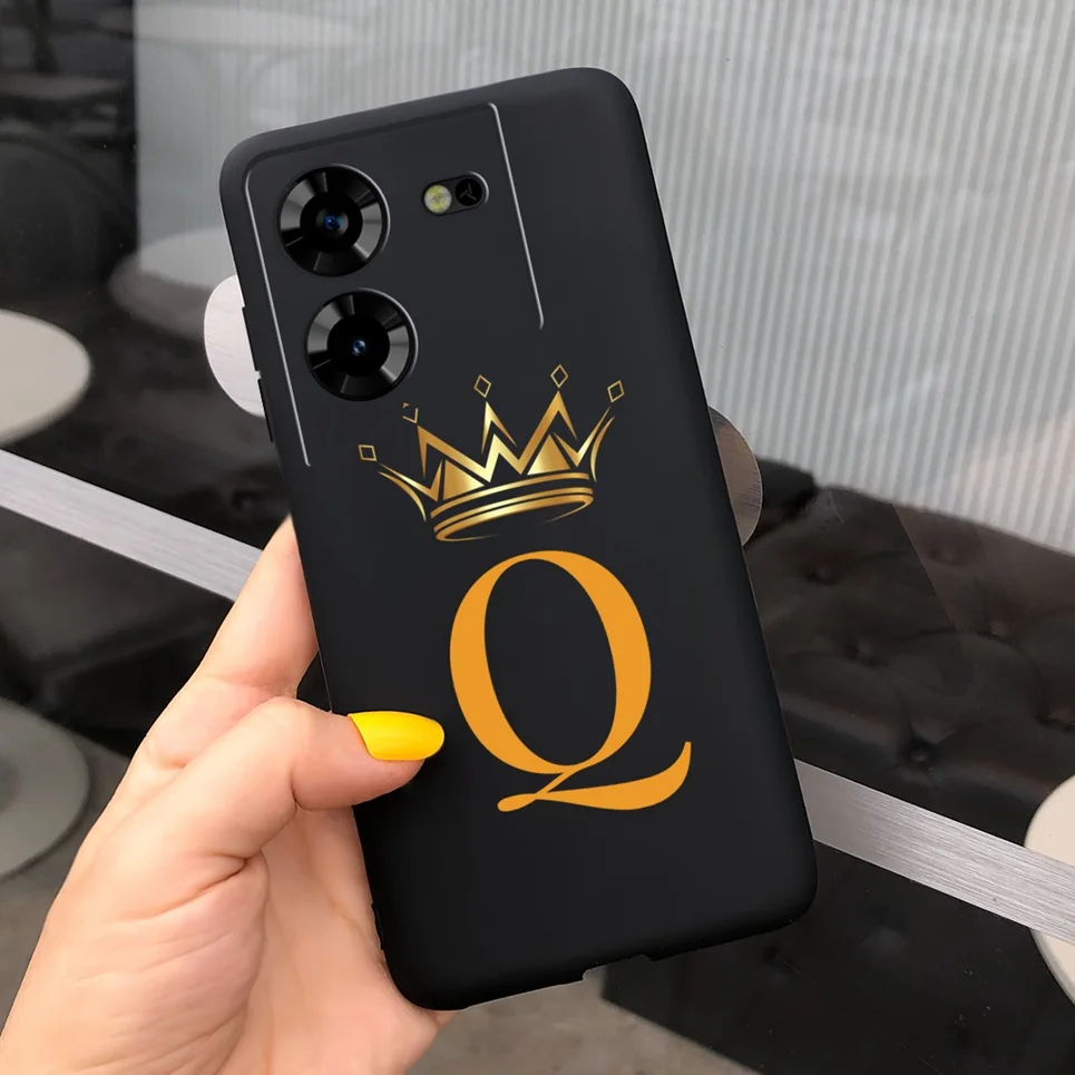For Tecno Pova 5 Case Cute Crown Letter Liquid Silicone Soft Protective Back Cover For Tecno Pova 5 Pova5 Cases Funda Coque Etui