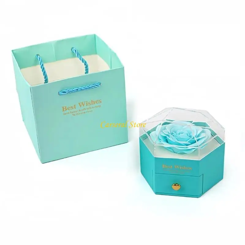 

M4YF Fashionable Hexagon Jewelry Box With Elegant Flower for Romance Gifting