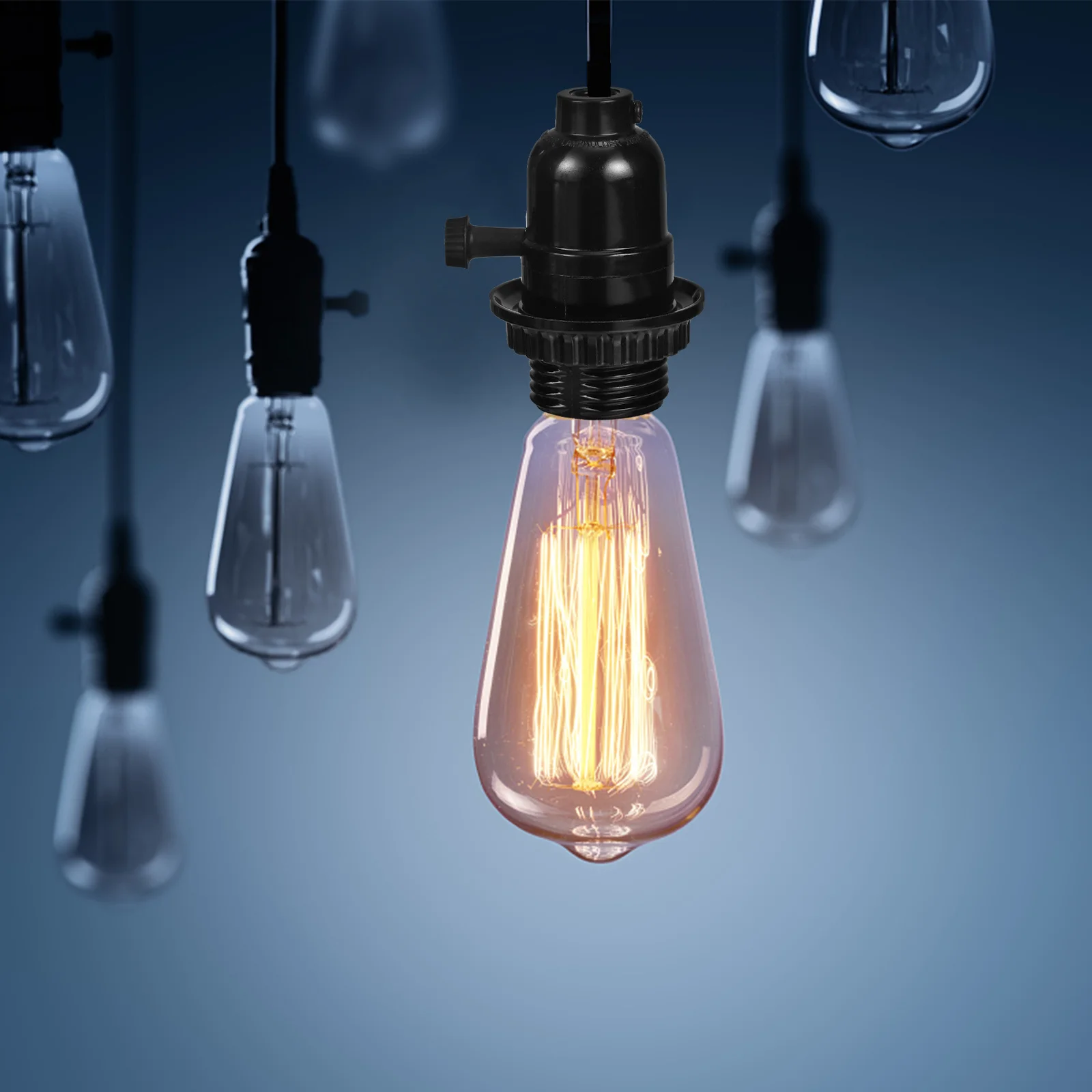 5 قطعة E26 خمر قلادة مقبس الإضاءة الباكليت حامل مصباح التبديل حلقة دائم استبدال مصباح ديكور الرجعية حامل مصباح السقف