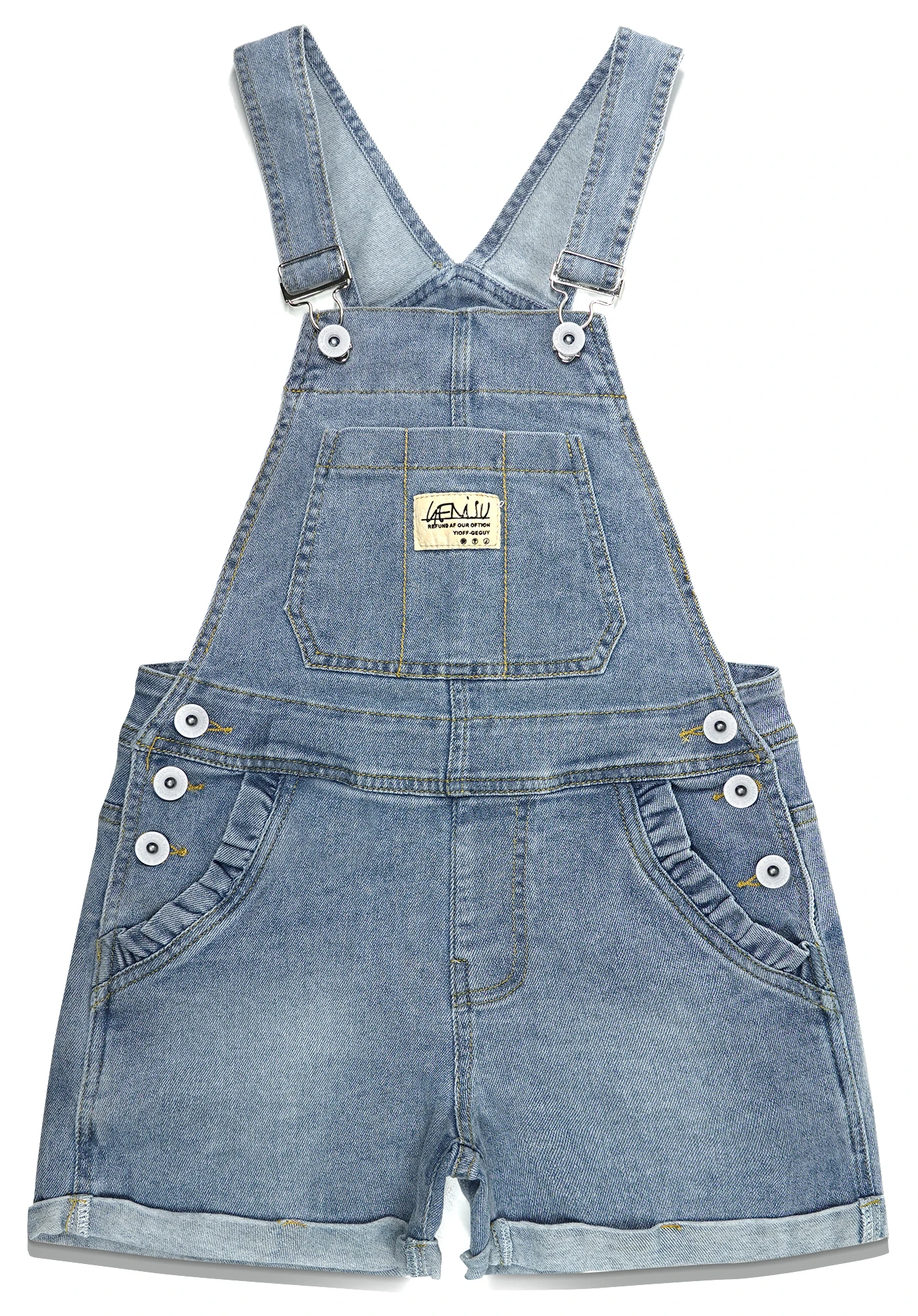 KIDSCOOL SPACE Girls Shorts,Stretchy Denim Summer Shortalls