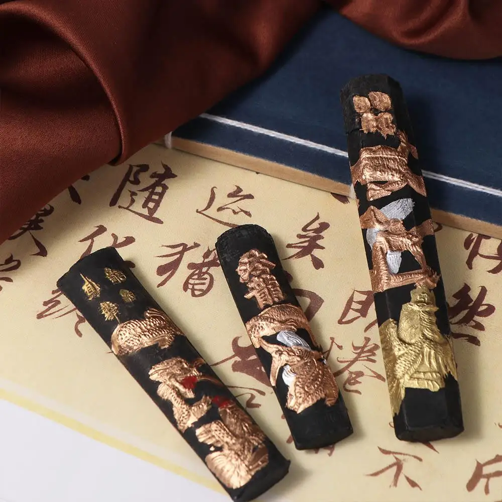 Vintage Painting Calligraphy Ink Stick Professional Writing Grinding Ink Block Traditional Black Calligraphy Solid Ink Student