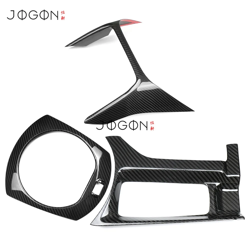 3PCS For Mazda MX-5 MX5 Miata 2016-2023-AT Dry Carbon Car Interior Console Gear Shift Front Panel Center Multi-Media Cover Trim