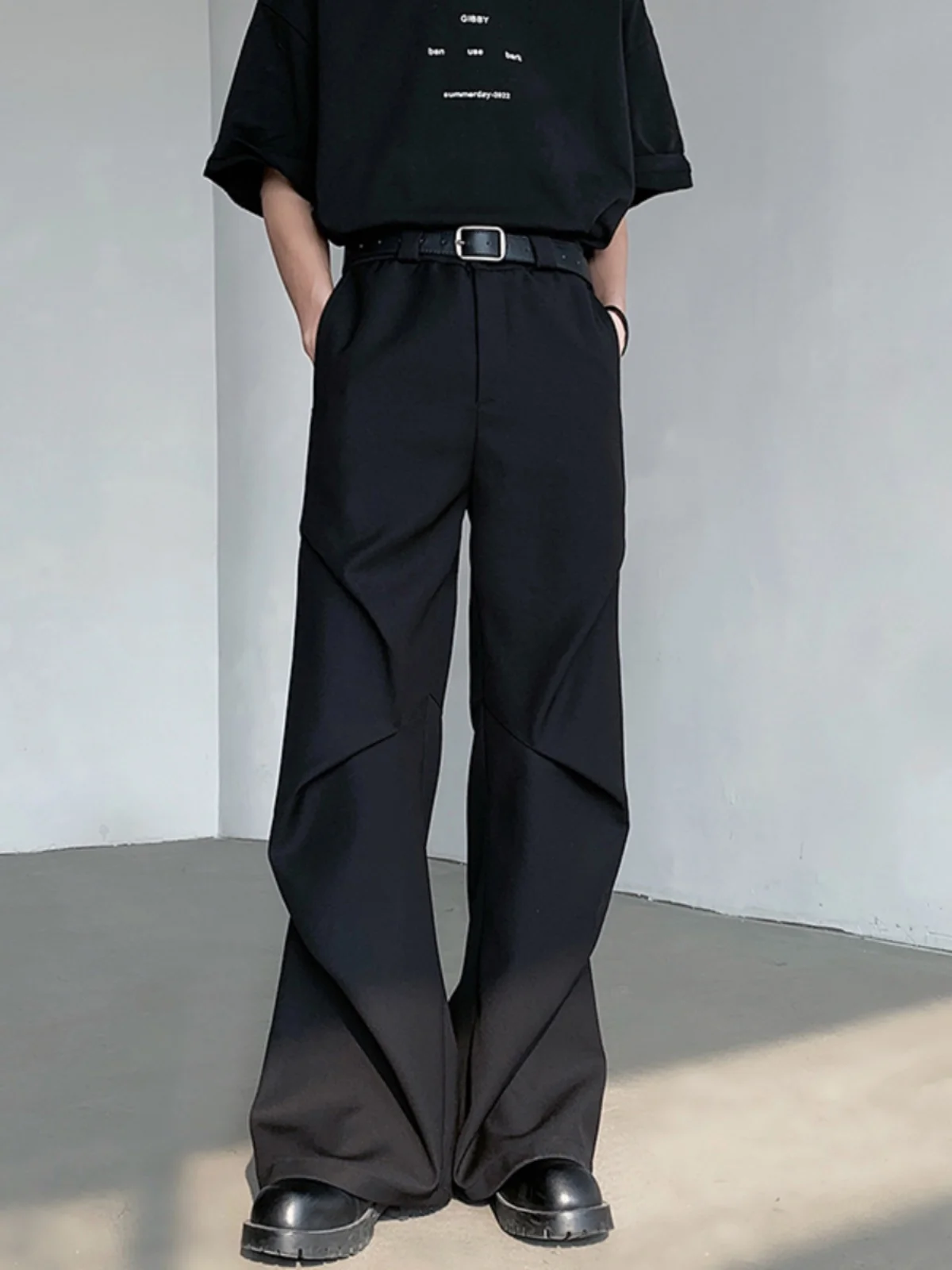 

Cleanfit Men's American Sle Pleated Drapey Pants Low Waist Straight Leg Casual Trousers Youthful Summer Faion Trendy Design