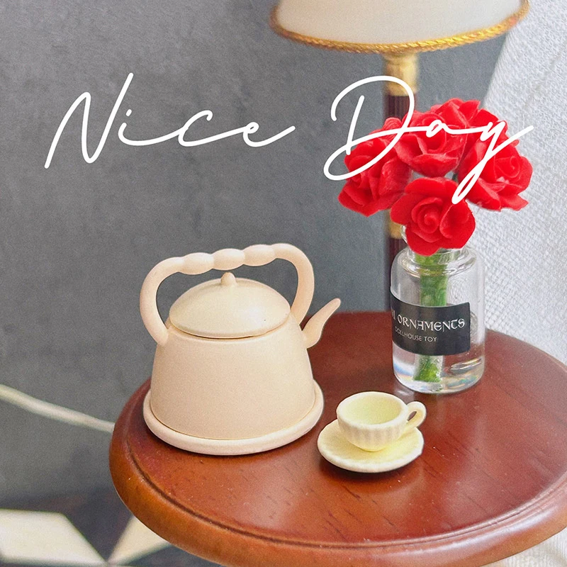 กาน้ำชาจิ๋ว 1 ชิ้น ขนาด 1:12 อุปกรณ์ครัวสำหรับบ้านตุ๊กตา เฟอร์นิเจอร์ครัวบ้านตุ๊กตา