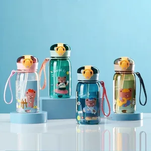 400-650ML Botol Air Kartun Anak-anak Cangkir Sippy Air Anti Bocor dengan Sedotan dan Tali Botol Minum Portabel untuk Anak-anak 10 botol air lucu penjualan terbaik - №