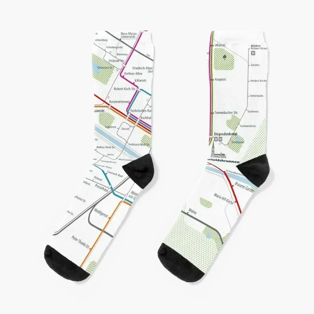 

Freiburg City Rail Map Square Socks custom christmas gift man cool Men Socks Women's