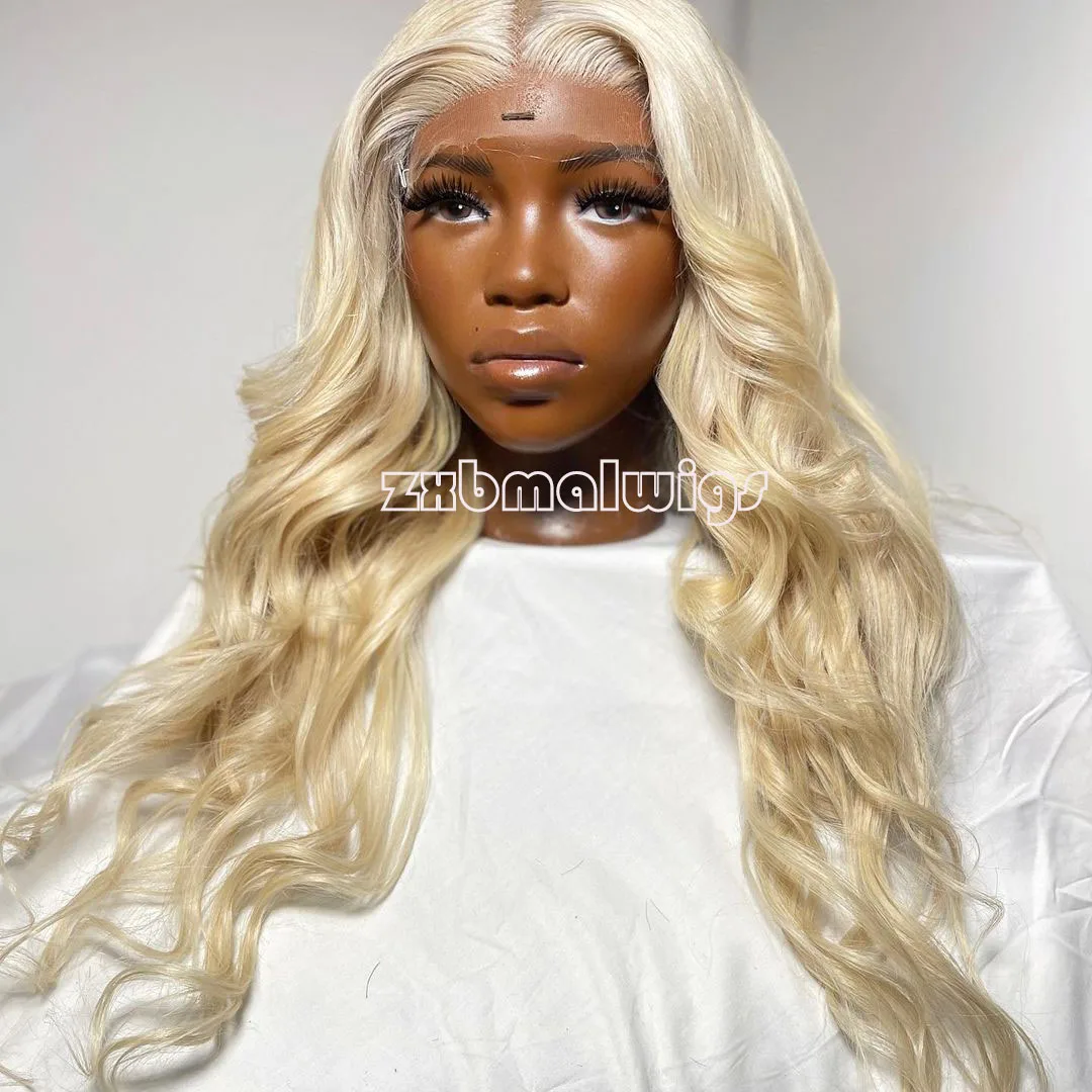 Synthetic Hair Lace Frontal Wig Body Wave Blonde Color Heat Resistant Fiber 13x4 Lace Front Wig for Women Cosplay Daily