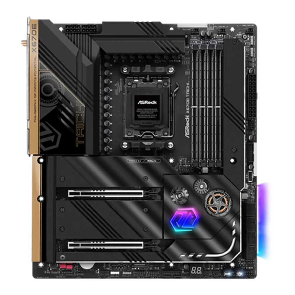 ASRock X670E Taichi Motherboard AMD X670 Support 7950X3D 7900X3D 7800 7500F CPU 4xDDR5 7800MHz HDMI 4xM.2 PCIe 5.0 AM5 Mainboard view 5