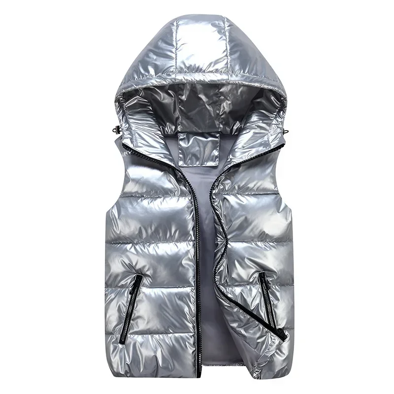 Hooded Vest Women Sleeveless Puffer Jacket Ladies Waterproof Cotton Padded Waistcoat Female Fashion Street Top