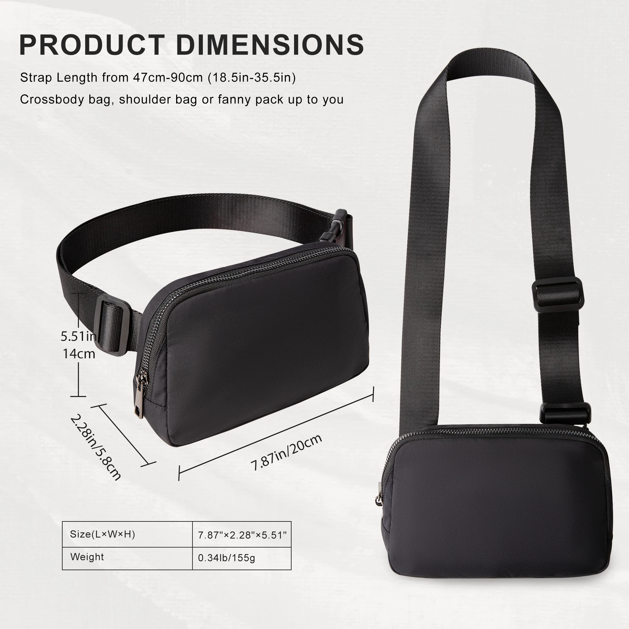 Belt Bag for Women and Men, Small Quilted Crossbody Fanny Pack with Adjustable Strap for Running Hiking Travel Workout