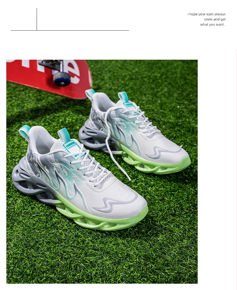 Atmungsaktive Laufschuhe für Herren, modische Sneaker mit Farbverlauf und spezieller Sohle, leichte, stoßdämpfende Sportschuhe mit Schnürung. – Detail 13