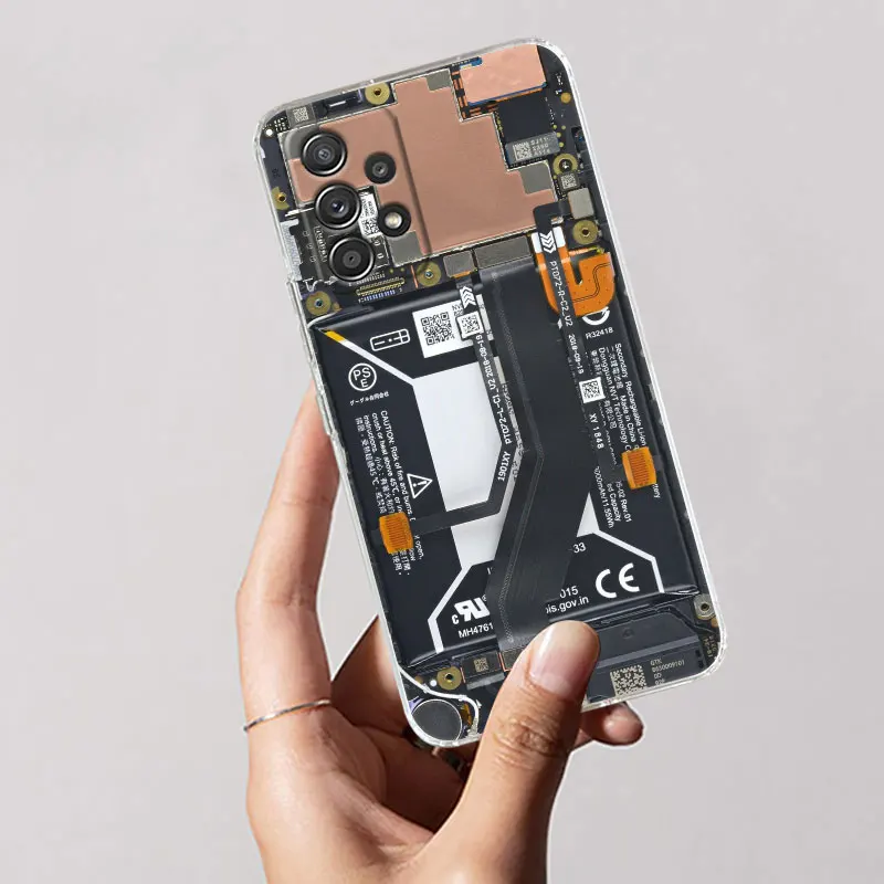 For Samsung Galaxy A55 Case A54 A52 A53 5G A15 A14 A13 A21S A23 A51 A34 A35 A33 A32 A72 A71 Phone Cover Phone Back Circuit Board