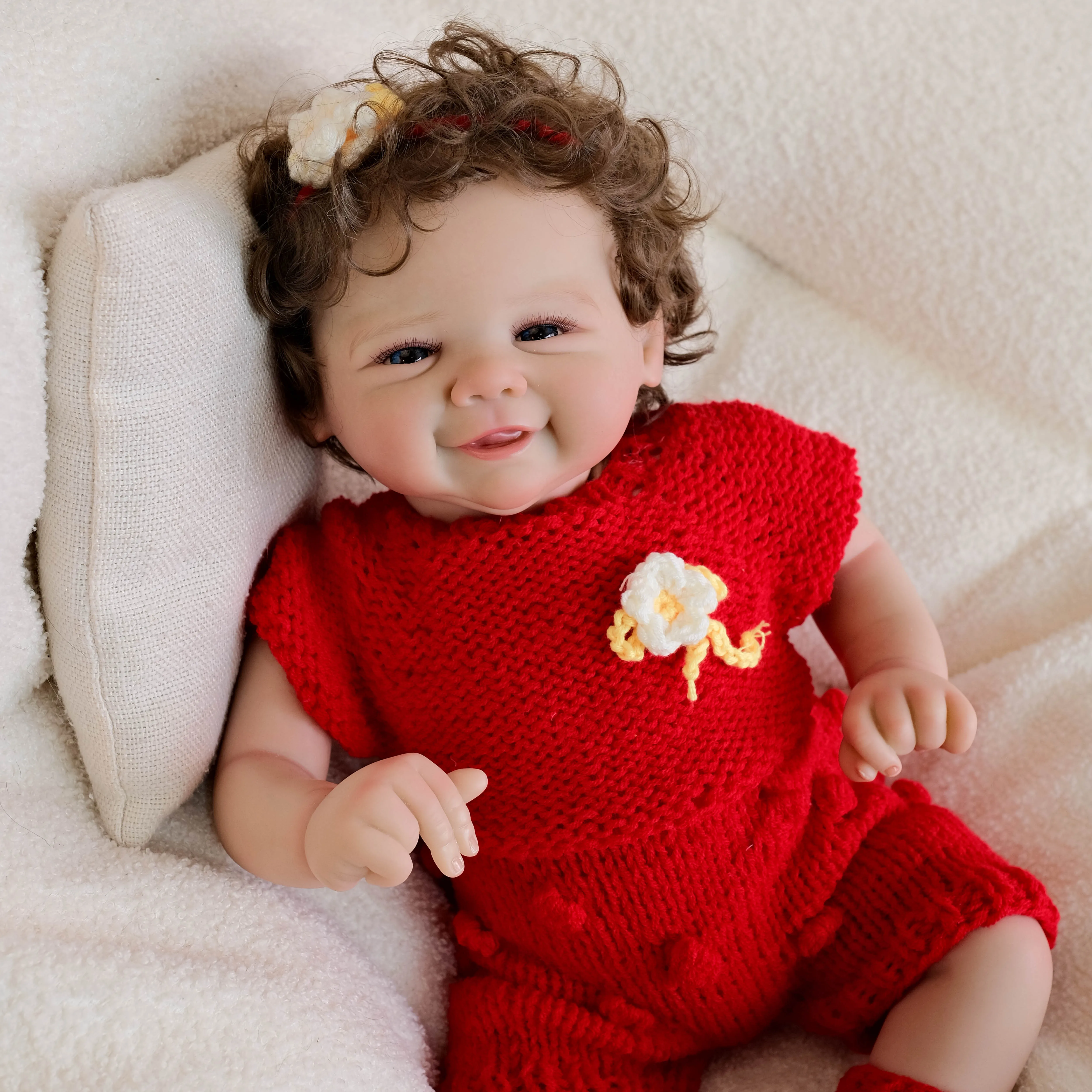NPK 19-inch Vivienne Soft Body Reborn Babypop Levensechte 3D Huid Handgeschilderde Meerlaagse Geworteld Haar Touch Pop