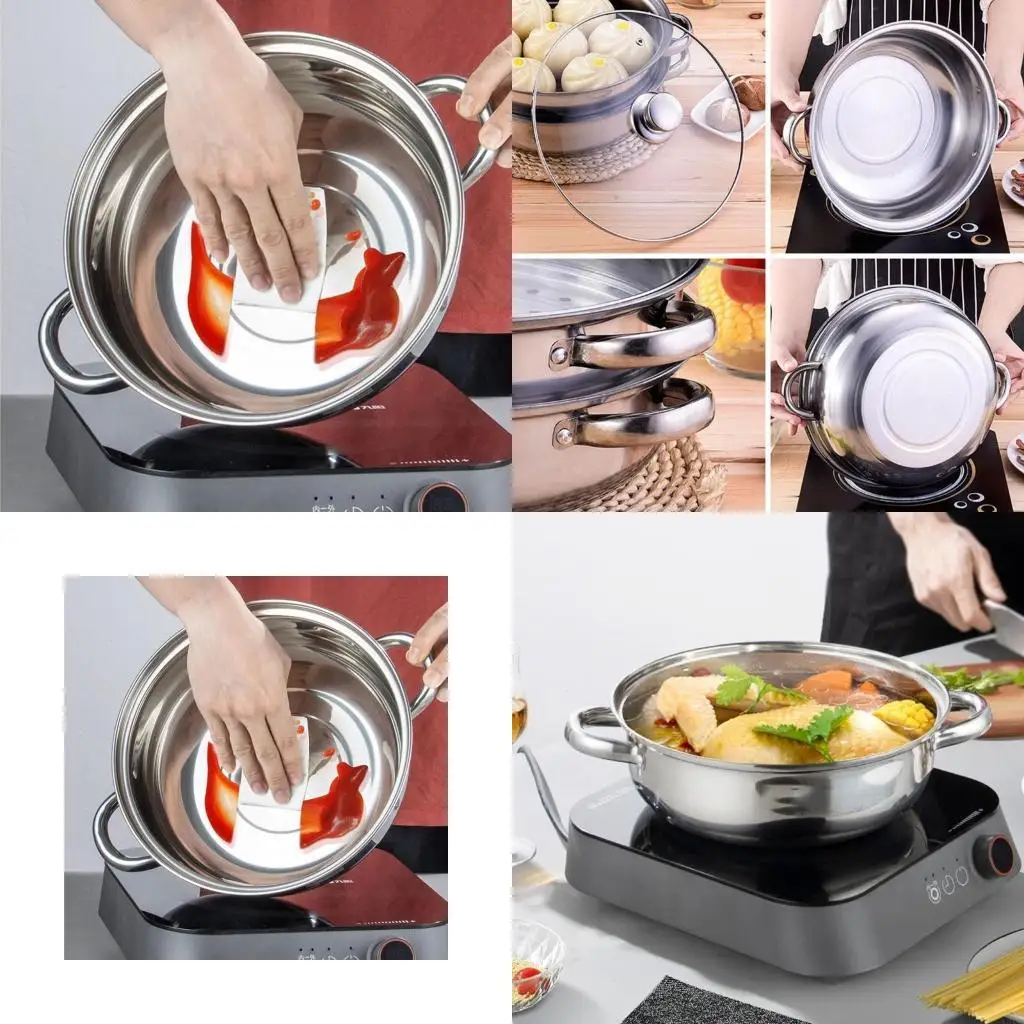 

304 Stainless Steel 3 Layer Steamer Pot With Glass Lid Multipurpose Cooking Gadget For Vegetables Seafood Pastas X3UC