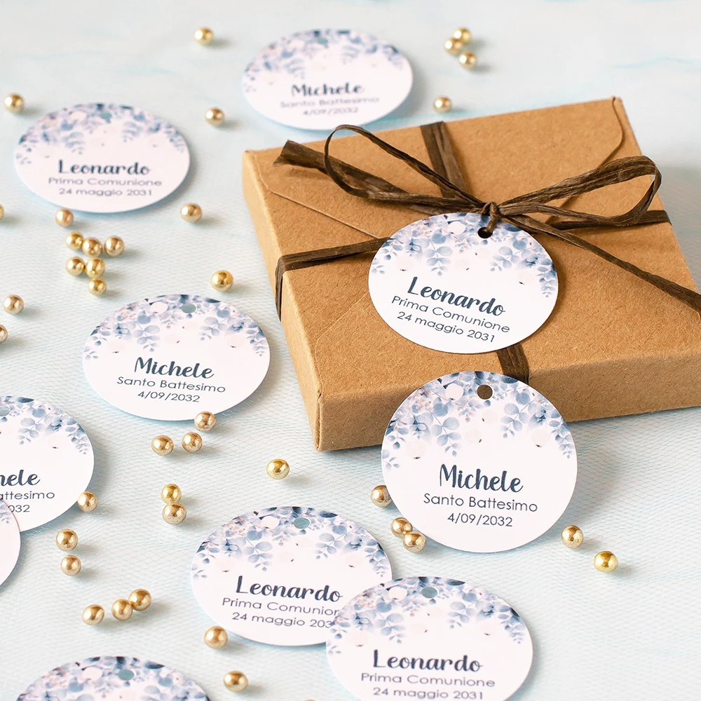 Custom Wedding Tags Labels Round With Hole Candy Favors Tags Personalized Birthday Gift Box Tags Your Logo 100Pcs - view 2