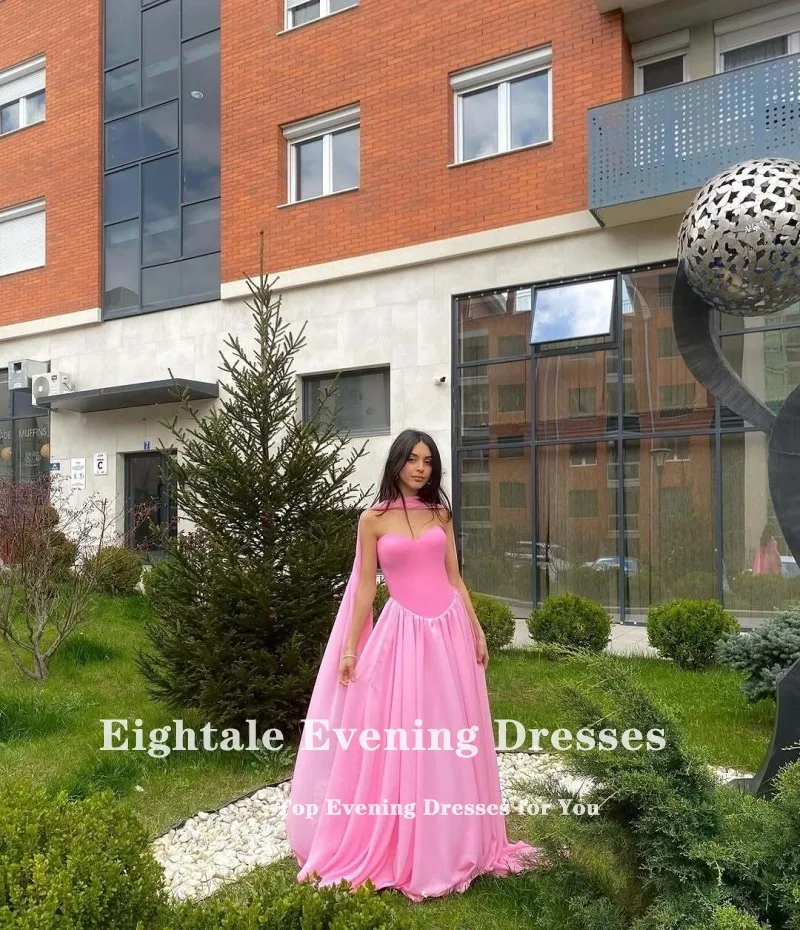 فستان سهرة عربي Eightale شيفون على شكل حرف a بدون حمالات ثنيات رسن مخصصة للحفلات الراقصة ثوب زفاف فستان التخرج