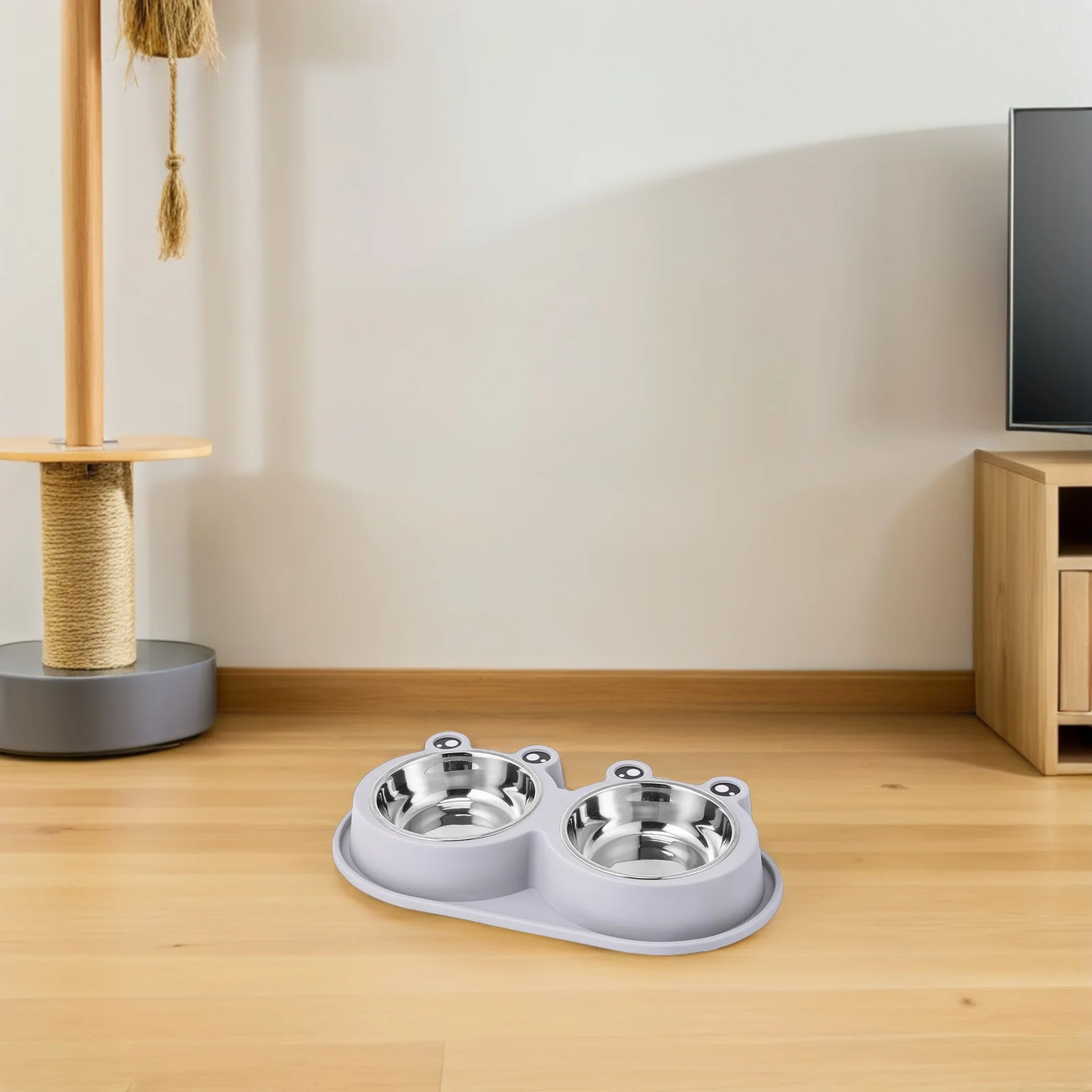 

2pcs Anti-Spill Pet Bowl Set Frog-Shaped Stainless Steel Dog Cat Food Water Dish Non-Slip Base Durable Metal Feeder