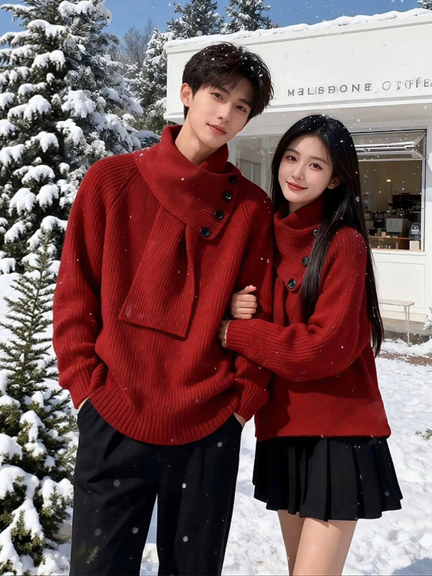 

Красные вязаные свитера с высоким воротником для пар, зимние ленивые высококачественные дизайнерские майки, верхняя одежда, мужская повседневная свободная посадка, длинный све