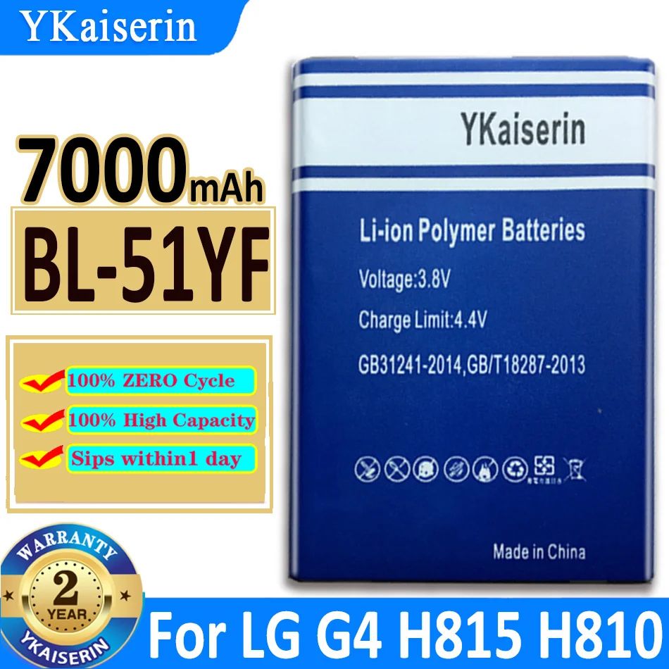 YKaiserin BL-51YF BL51YF BL 51YF 7000mAh Mobile Phone Battery for LG G4 H810 H815 H818 F500 US991 VS986 Bateria Batteries