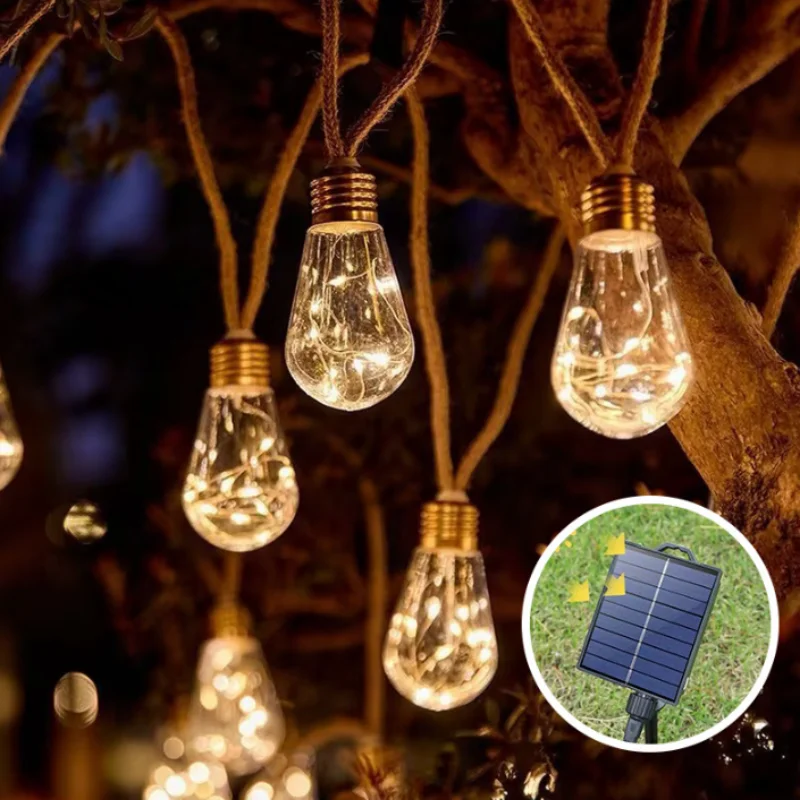 Guirlandes solaires d'extérieur à 15/10 ampoules, guirlandes lumineuses féériques, 8 modes, pour cours, jardins, fêtes, camping, décorations de Noël