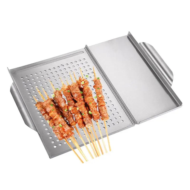 

Grill Tray For Outdoor Grill 2 In 1 Stainless Steel Grill Topper Pans Outdoor Bbq Grill Tray Bbq Grill Topper Grilling Pans