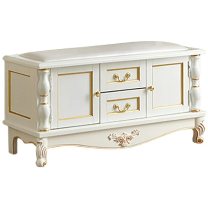 Sgabello europeo per cambio scarpe in legno massello, appendiabiti, sgabello per scarpe nella porta, espositore multifunzionale per appendere la camera da letto, storag