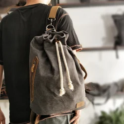 Mochila de lona americana para homens, bolsa de ombro, sacos vintage, saco de ginástica esportiva, mochila de viagem, saco de balde, yuan Tong bao