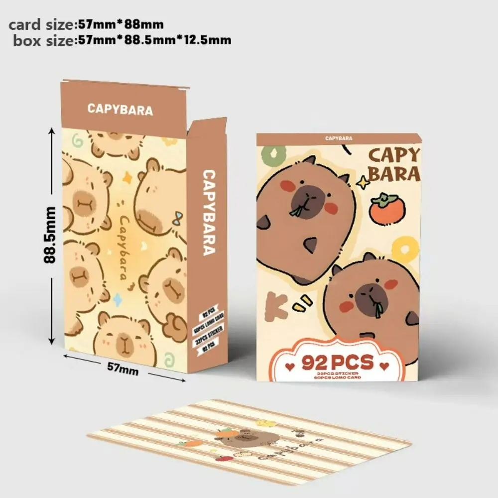 Kawaii dupla face capivara photocards dos desenhos animados capivara glitter lomo cartões hd coleção cartões brinquedo