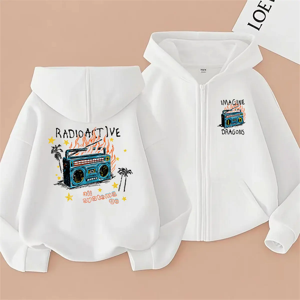 Rock Band Imagine Dragons Night Visions Radioactive Zipper Hoodie Men Women Gothic Oversized Streetwear Male Vintage Zip Up Coat