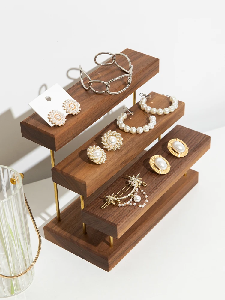 Walnut Jewelry Stand Set 14 Pieces, Creative High-end Shooting Earrings, Necklaces, Jewelry Storage, Display Props