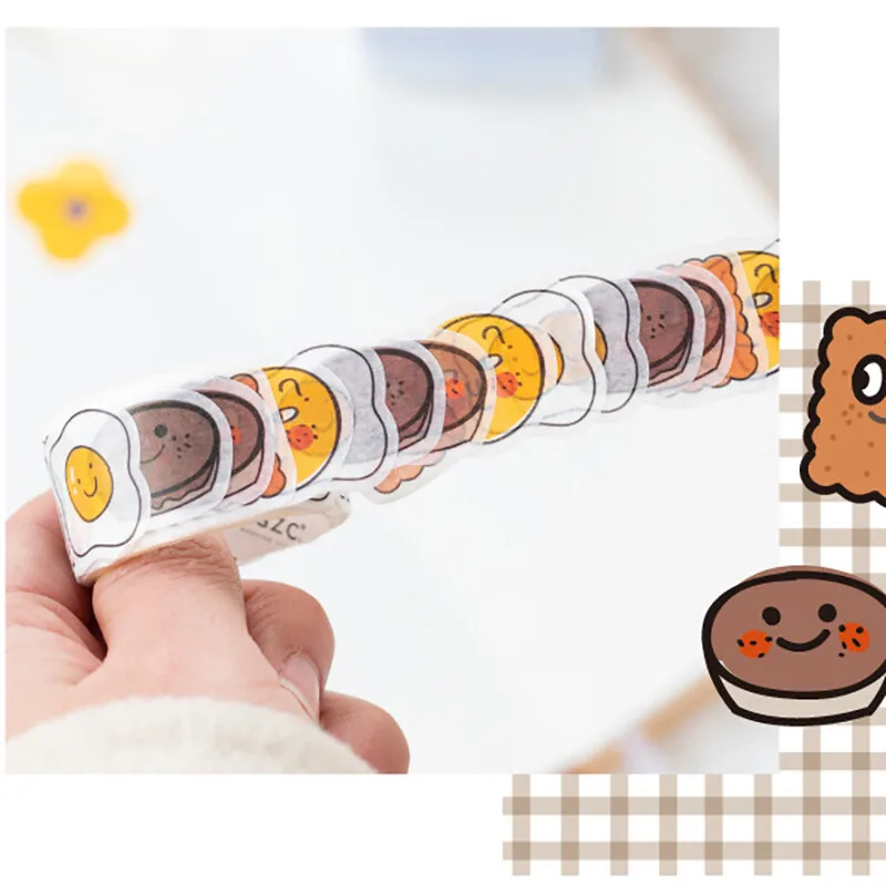 100pcs/lot Cute Cherry Bread Washi Tape Stickers Kawaii Decorative Flower Masking Tape Scrapbooking Sticker Japanese Stationery
