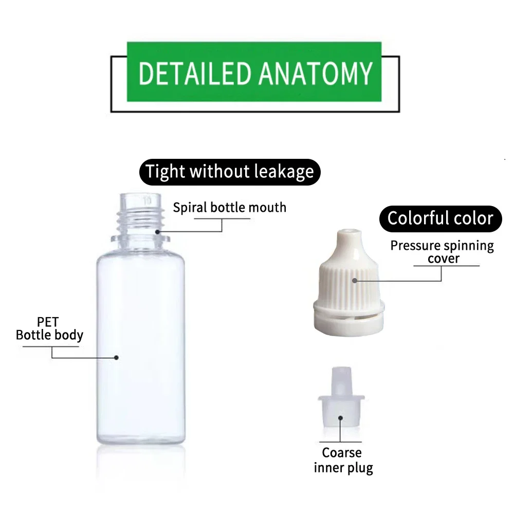 Bouteilles compte-gouttes vides en plastique LDPE, 100 pices, rcipients  rechargeables pour jus oculaire, 3ml 5ml 10ml 15ml 20ml 30ml 50ml -  AliExpress 66