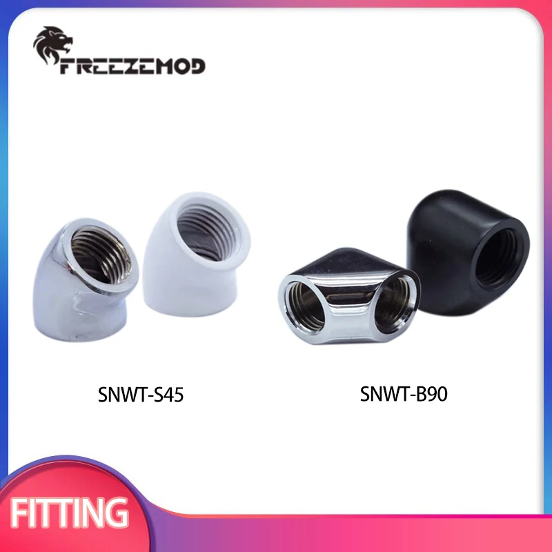 FREEZEMOD Brass Double Internal G1/4'' Thread 45 / 90 Degree Adapter Computer Pc Water Cooler Metal Fitting /SNWT-S45/SNWT-B90