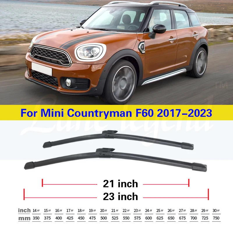 For Mini Countryman F60 2017 - 2023 Front Rear Windshield Wiper Blades Windscreen Car Accessories 2019 2020 2021 2022 23\