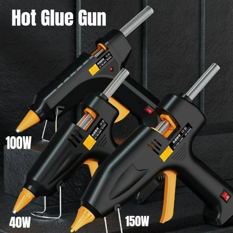 

40W/100W/150W Hot Silicone Gun with Glue Sticks Small Mini Hot Glue Gun Fast Heating Handmade Children's DIY Craft Tools Black