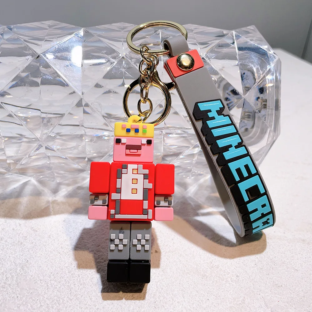 8pcs Creativity My World 3D Sandbox Game Keychain Minecraft Couple Keychain Bag Pendant Cos Action Figure