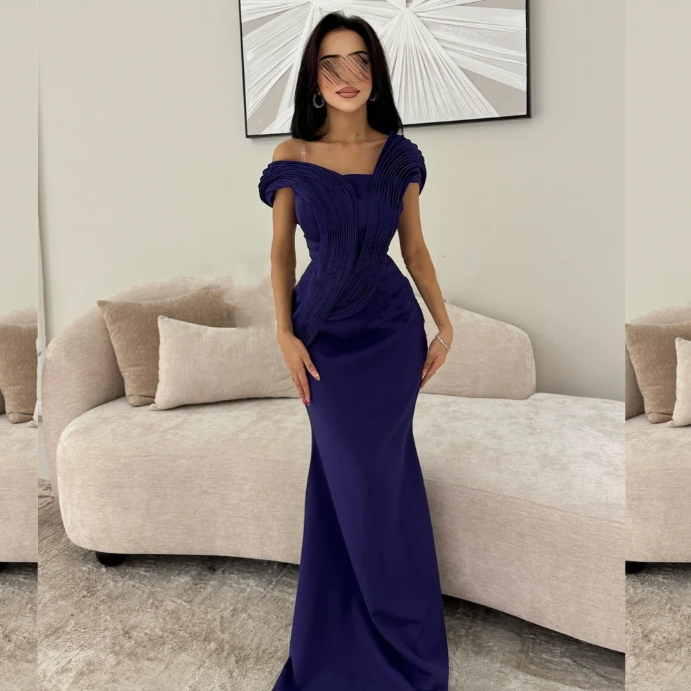 

Customized Fashion High Quality Jersey Pleat Ruched Mermaid Off-the-shoulder Long Dresses Bespoke Occasion Dresses Elegant