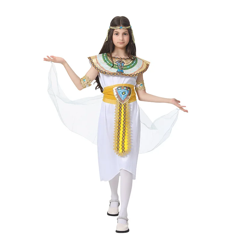 Disfraz de princesa reina Cleopatra blanca de Egipto para niños de 6 a 12 años, vestido largo Umorden