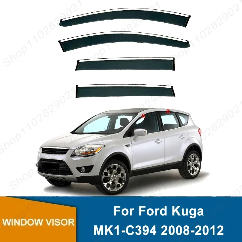 4Pcs Window Visor For Ford Kuga MK1-C394 2008-2012 Weathershield Sun Rain Deflector Guard Car Window Deflector 2009 2010 2011