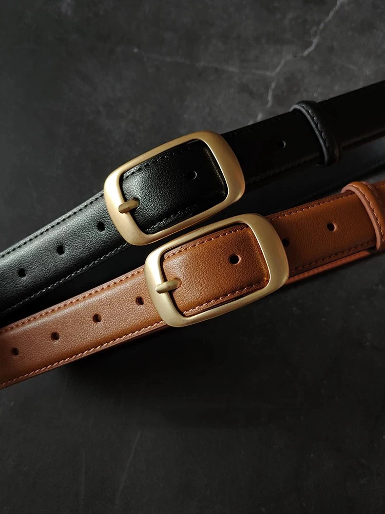 

Ремень из натуральной кожи для женщин, узкие ремни с золотой пряжкой, классический черный ремень, роскошный винтажный женский пояс с платьем и джинсами