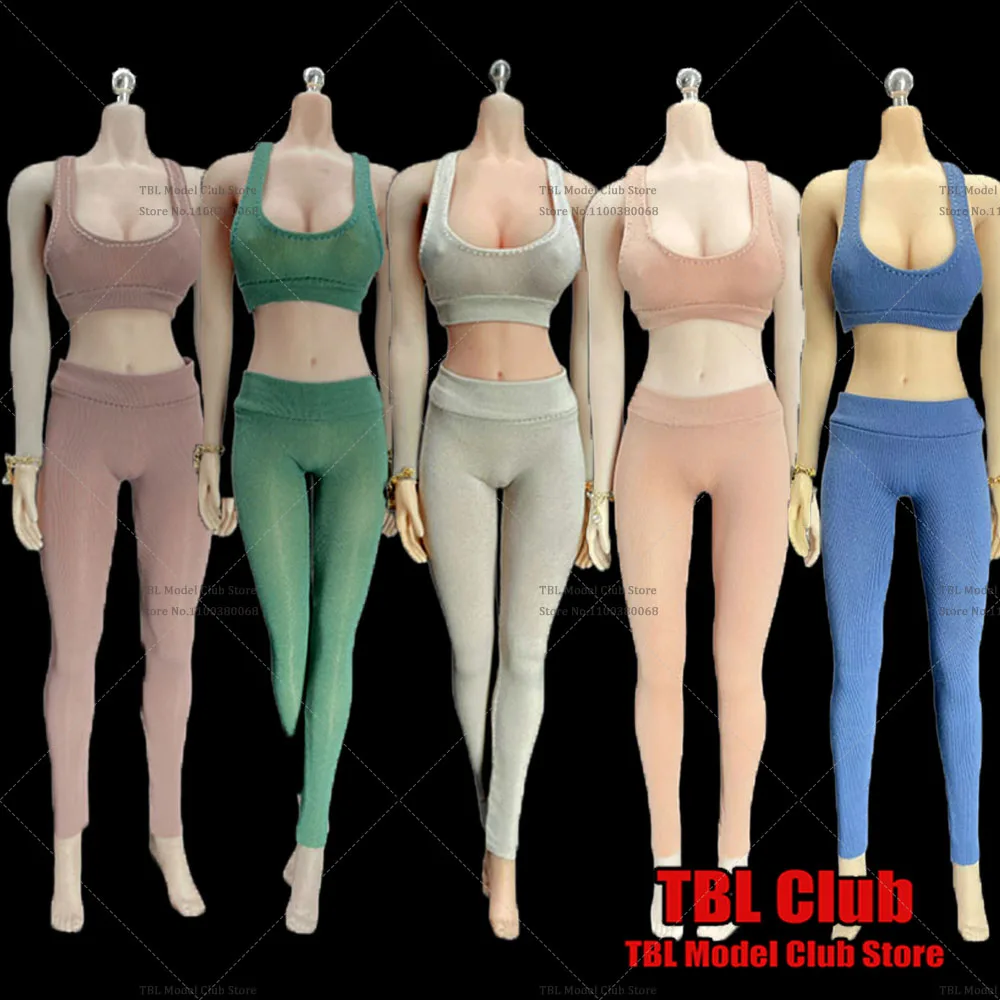 Multicolour CJG-048 1/6 Scale Women's Tights Stretch Sport Yoga Clothes Vest Pants fit 12'' Female Action Figure Body Model