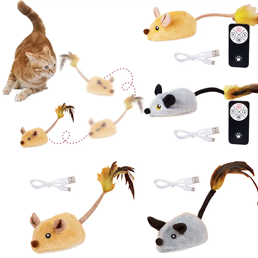 Mouse Moving Cat Toys Electronic Squeaky Cat Toys Simulation Remote Control Mice Moving Toy Indoor Cats Chasing Interactive Toy
