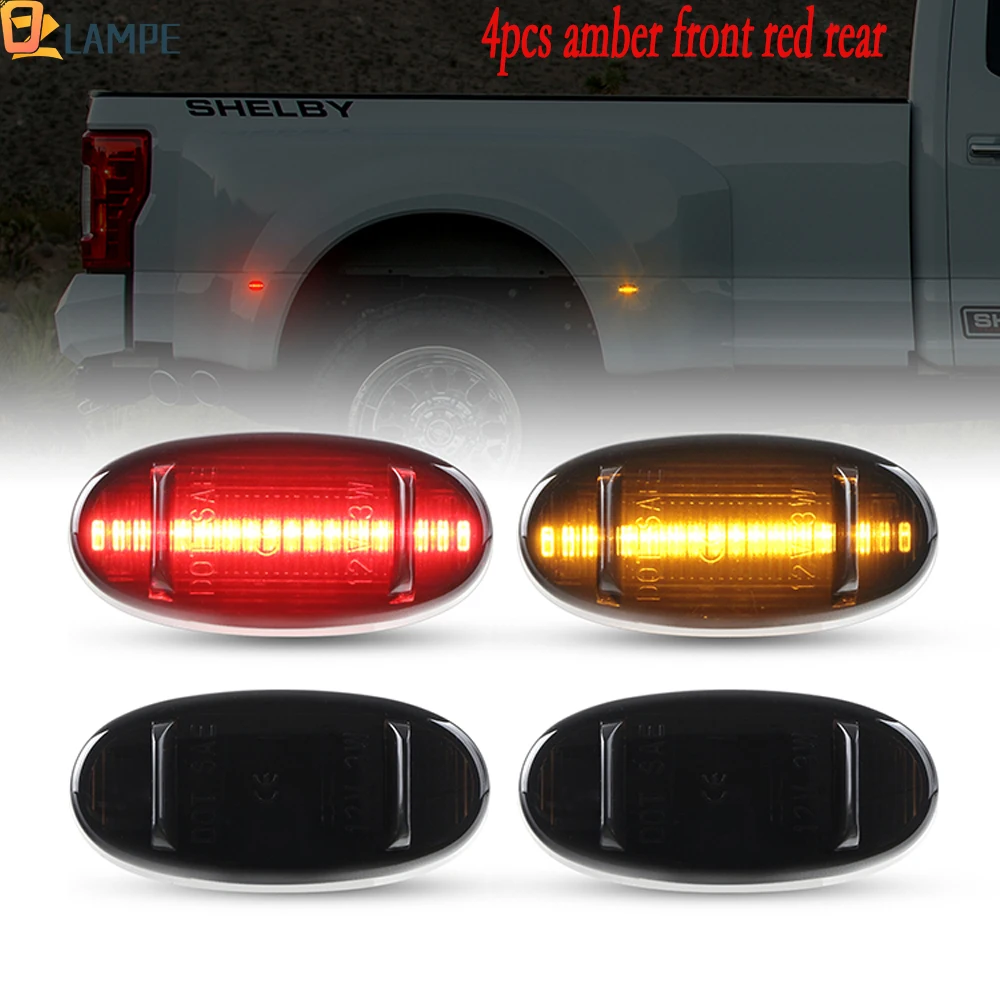 

4PCS Amber Front Red Rear LED Dually Fender Side Marker Light for Ford F350 F450 F550 Super Duty 2011-2018