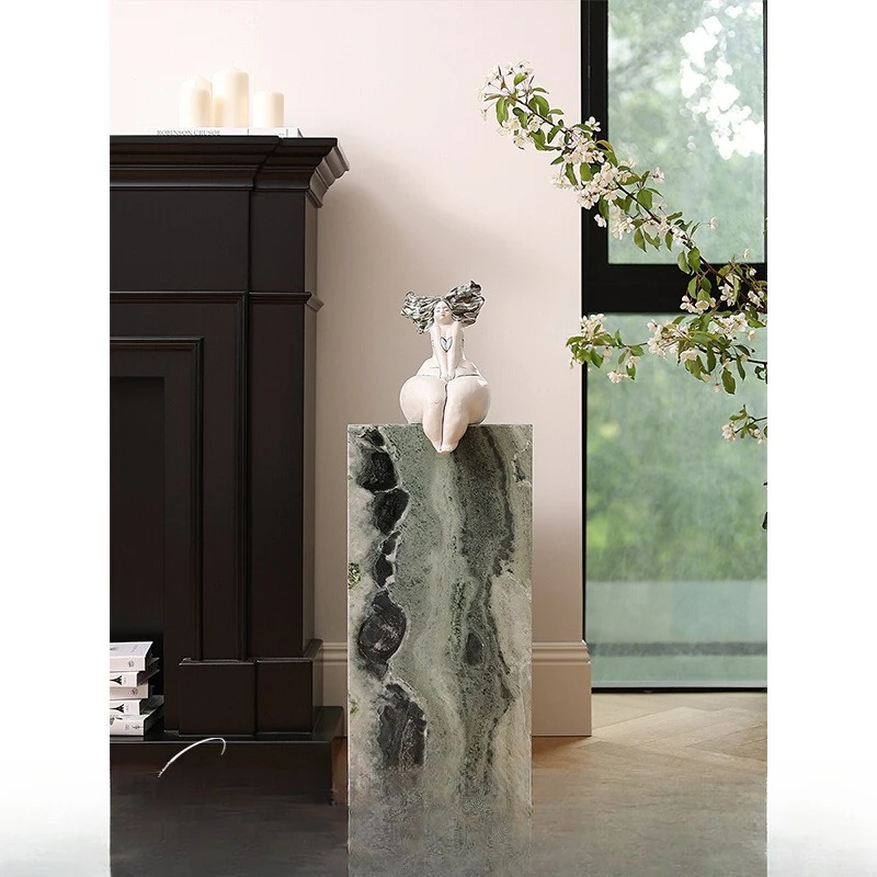 

Natural square cold jadeite marble, modern art edge, multi-purpose display stand floor ornament