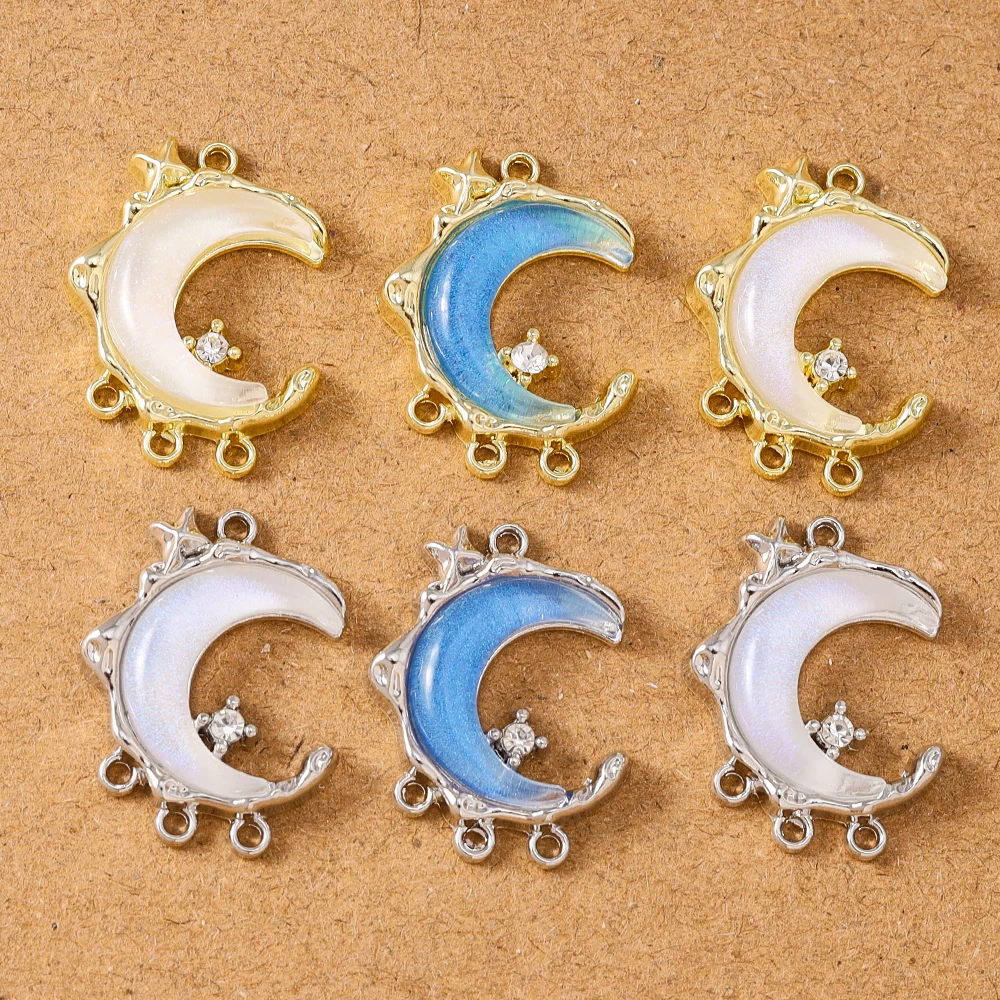 5 Stück 18*23mm Edelstein Kristall Mond Charms Anhänger für Schmuckherstellung Halskette Armband Ohrringe DIY Zubehör Zubehör