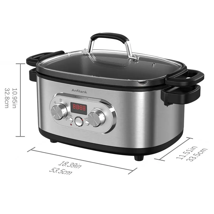 Programmierbarer Slow Cooker mit Timer, 6,8 Quart Crock Pot, Voreinstellungen für Sous-Vide, Backen, Saute, Cook Riceamp More, Antihaft-Geschirrspüler
