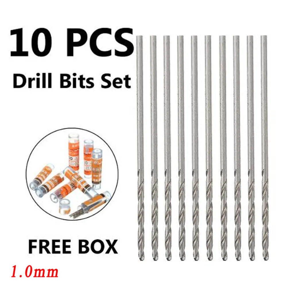 

10pcs HSS Drill Bit Spiral Drill Bit End Mill Straight Shank Drilling Diameter 1.0mm For Drilling Wood Steel Aluminum Plastic