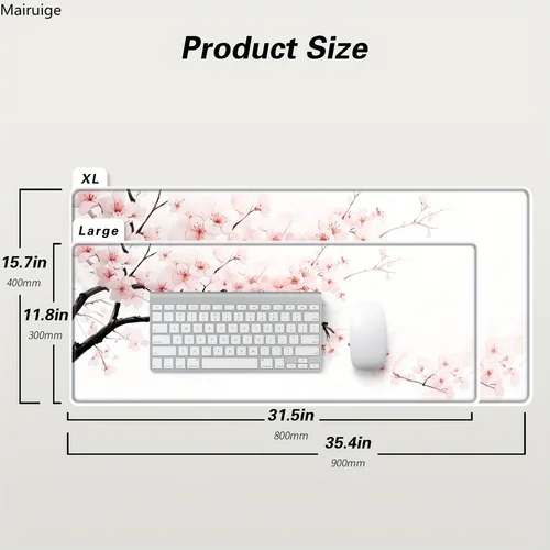 Imagen 2 del producto Alfombrilla de ratón para juegos de estilo japonés, alfombrillas de ratón Sakura rosas, alfombrilla de escritorio grande XXL en blanco y negro, alfombrillas de ratón Torii Art, alfombras para ordenador portátil y jugador